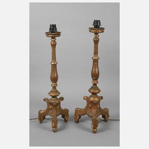 Paar geschnitzte Tischlampen
