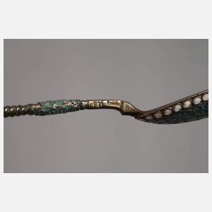 Sechs emaillierte Silberlöffel