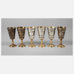 Sechs Silberbecher