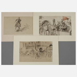 Drei Tuschezeichnungen