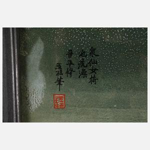 Sechs Hinterglasmalereien China