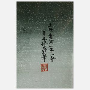 Sechs Hinterglasmalereien China