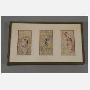 Fünf asiatische Papierarbeiten