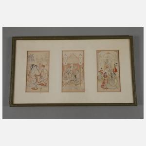 Fünf asiatische Papierarbeiten