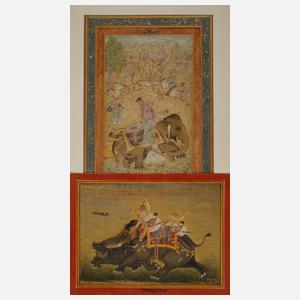 Zwei indopersische Miniaturmalereien