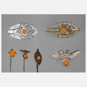 Sechs Kleinabzeichen 3. Reich