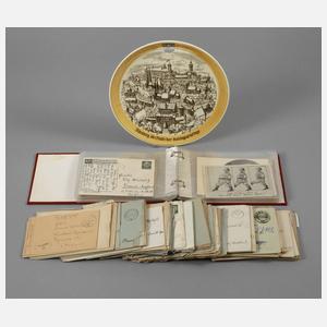 Teller Reichsparteitag und Propagandapostkarten