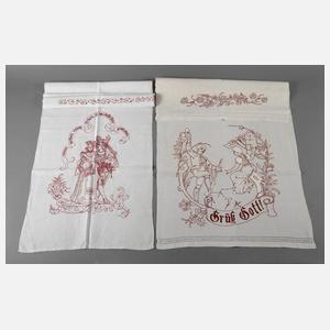 Zwei gestickte Überhandtücher aus Adelsbesitz