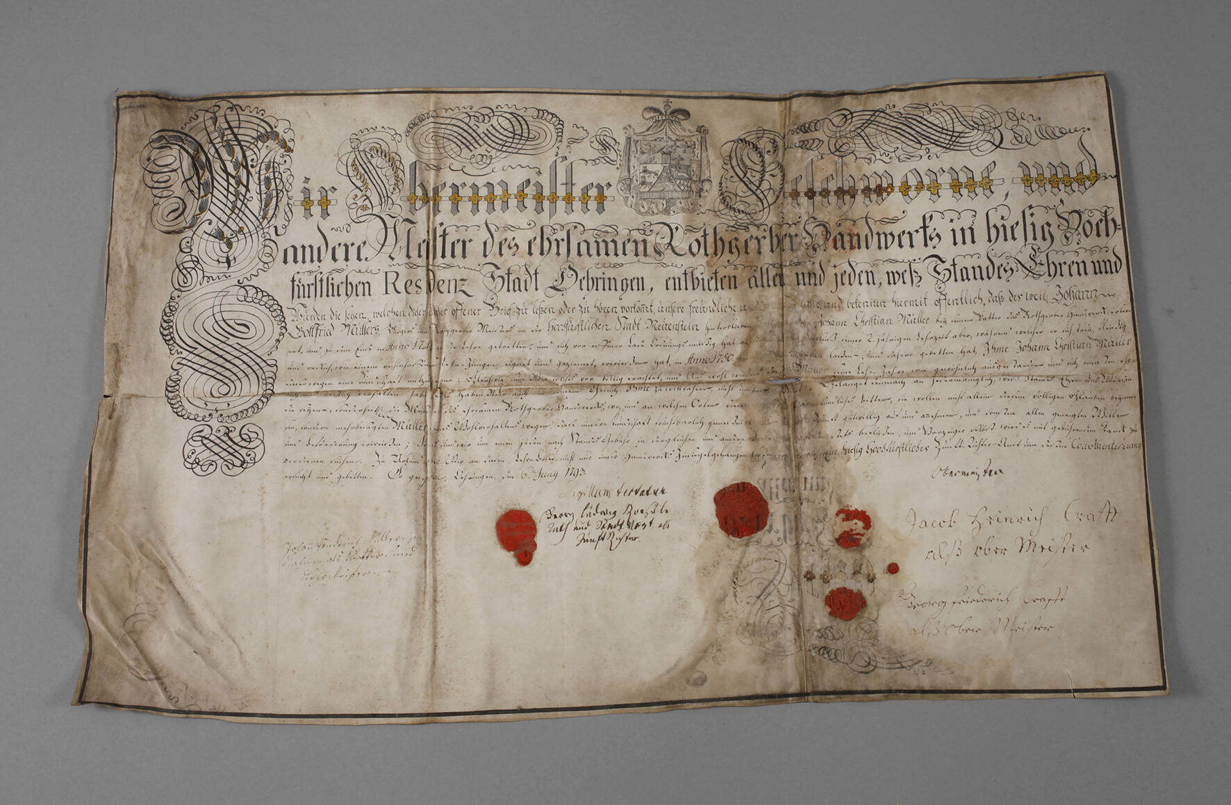 Brief der Obermeister und Meister der Rotgerber