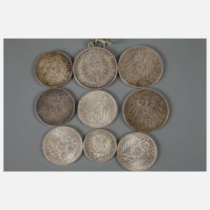 Konvolut Silbermünzen Kaiserreich
