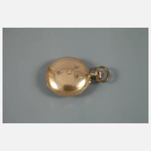 Hängeuhr Gold mit Diamantrosen