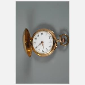 Hängeuhr Gold mit Diamantrosen