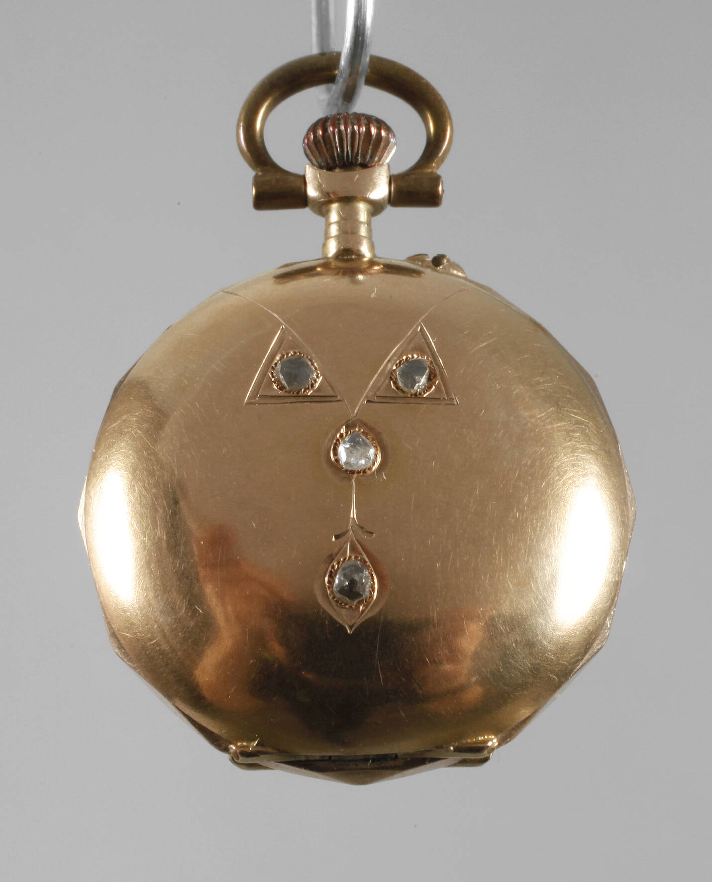 Hängeuhr Gold mit Diamantrosen