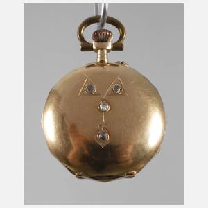 Hängeuhr Gold mit Diamantrosen