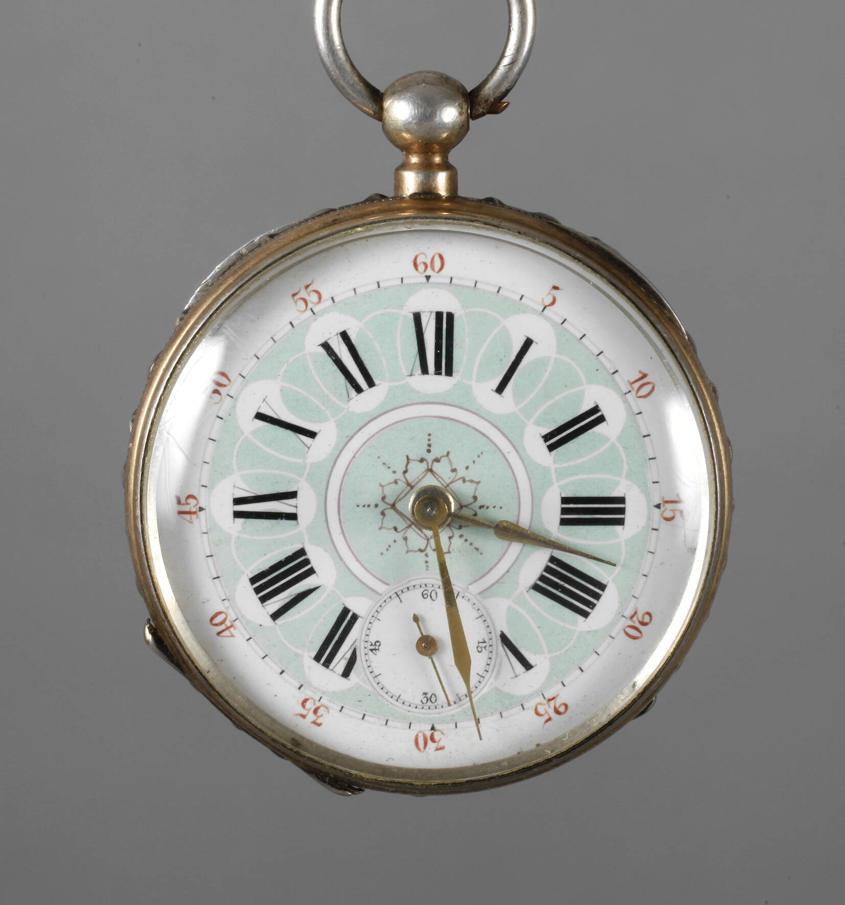 Schlüsseluhr Silber