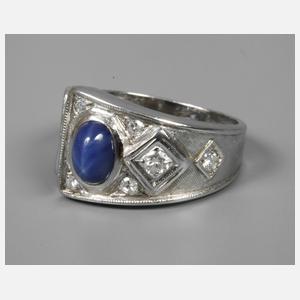Damenring mit Sternsaphir und Brillanten