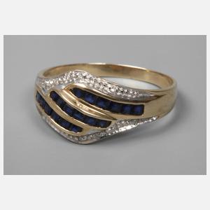 Damenring mit Saphiren und Diamanten