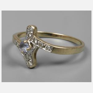 Damenring mit Saphir und Brillanten