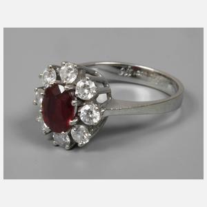 Damenring mit Rubin und Brillanten