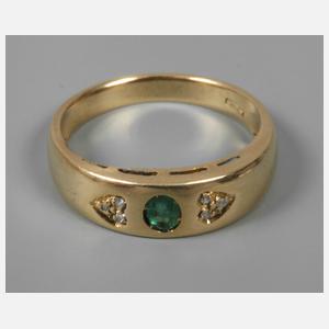Damenring mit Smaragd und Diamanten
