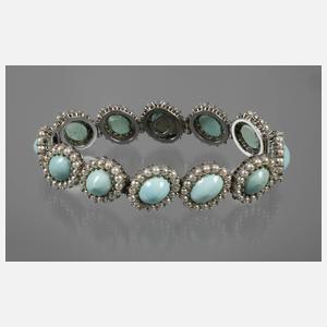 Armband mit Türkisen und Perlen