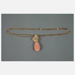 Hochwertiger Korallanhänger mit Brillanten