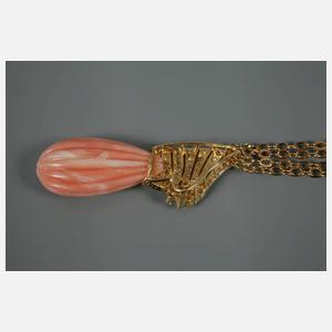 Hochwertiger Korallanhänger mit Brillanten