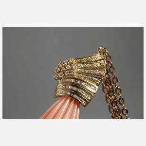 Hochwertiger Korallanhänger mit Brillanten