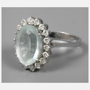 Damenring mit Aquamarin und Brillanten