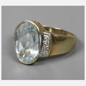 Damenring mit Aquamarin und Brillanten