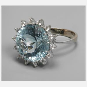 Damenring mit Aquamarin und Brillanten