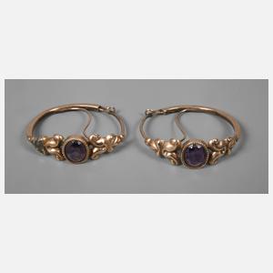 Paar Historismusohrringe mit Amethyst
