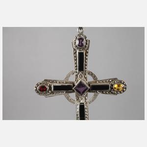 Großer Kreuzanhänger mit Steinbesatz