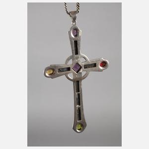 Großer Kreuzanhänger mit Steinbesatz