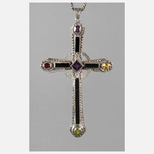 Großer Kreuzanhänger mit Steinbesatz