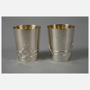Sechs Schnapsbecher Silber