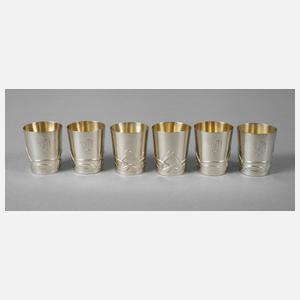 Sechs Schnapsbecher Silber