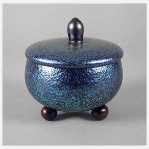 Loetz Wwe. Deckelschale auf Kugelfüßen