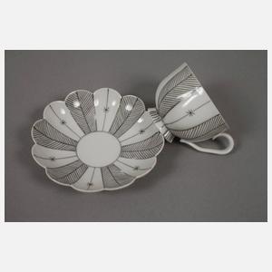 Augarten Wien zwei Mokkatassen und Zuckerdose "Melone"