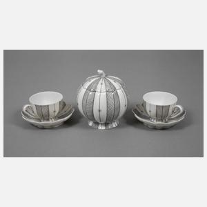 Augarten Wien zwei Mokkatassen und Zuckerdose "Melone"