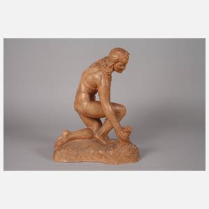 Böhmen Mädchen mit Wiesenblumen