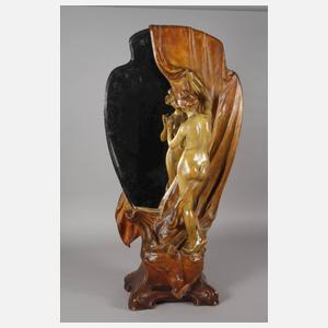 Goldscheider Wien figürlicher Salonspiegel "Neugierige"