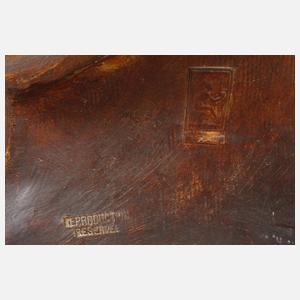 Goldscheider Wien figürlicher Salonspiegel "Neugierige"