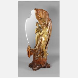 Goldscheider Wien figürlicher Salonspiegel "Neugierige"