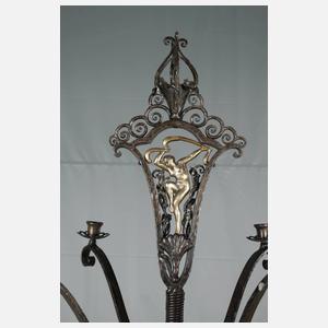 Großer schmiedeeiserner Art déco-Leuchter