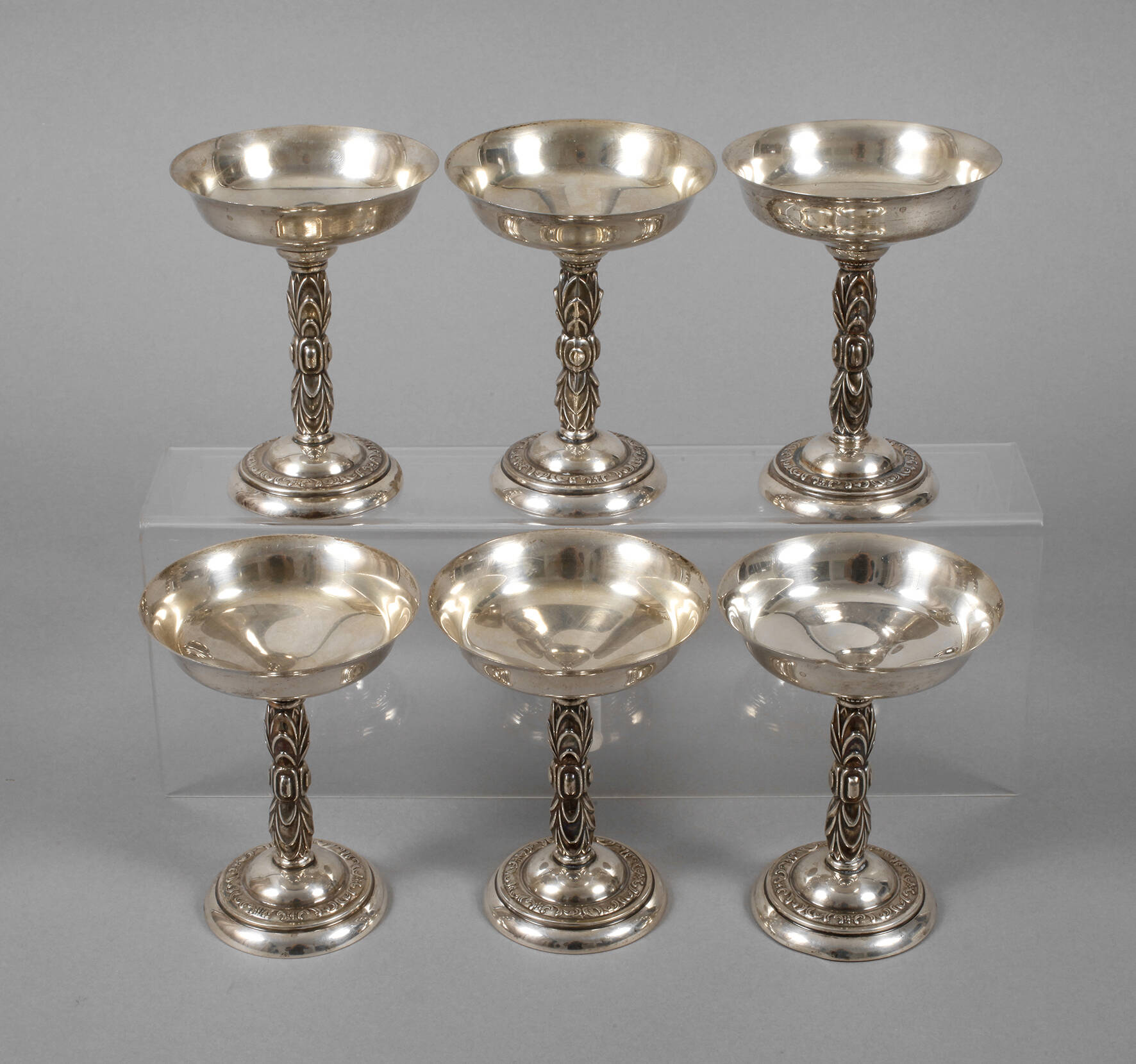Sechs Champagnerschalen Silber