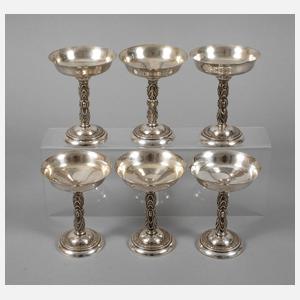 Sechs Champagnerschalen Silber