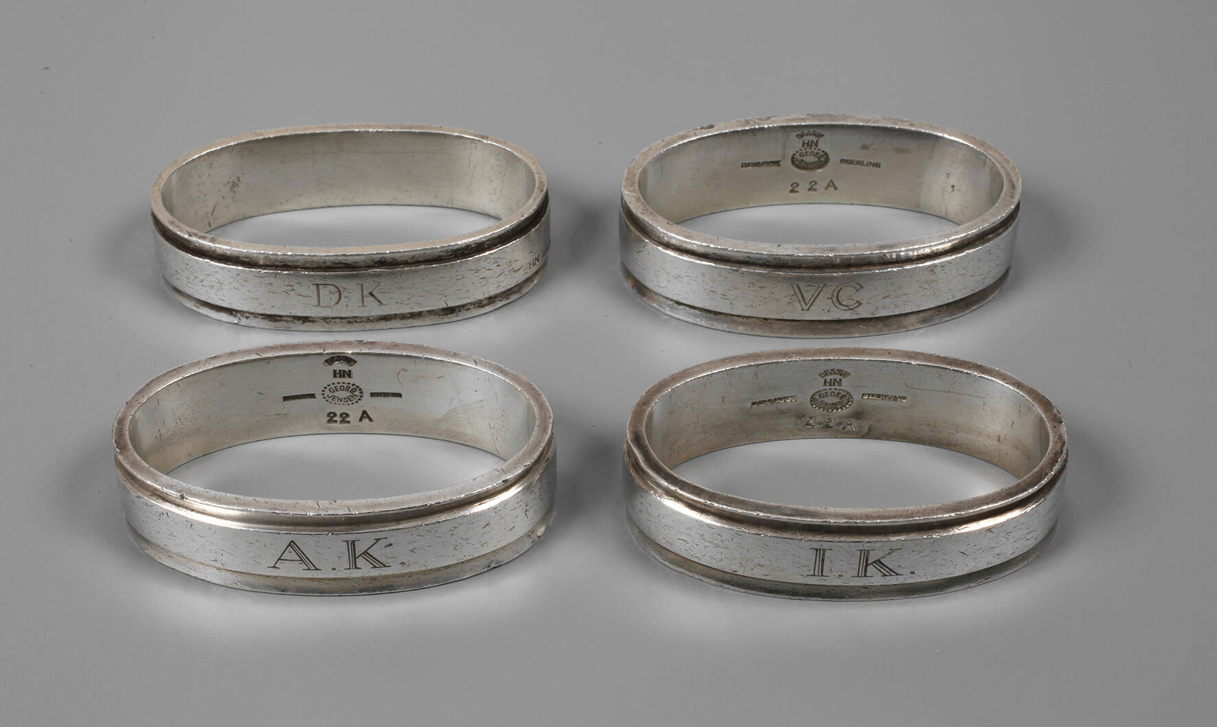 Vier Serviettenringe Georg Jensen