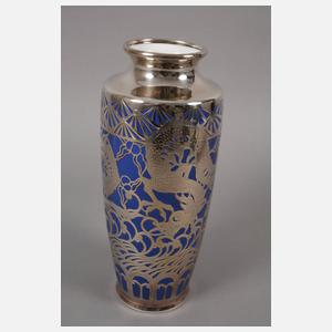 Gräf & Krippner Vase Drachenmotiv in Silberoverlay