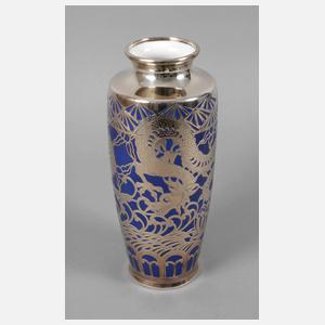 Gräf & Krippner Vase Drachenmotiv in Silberoverlay